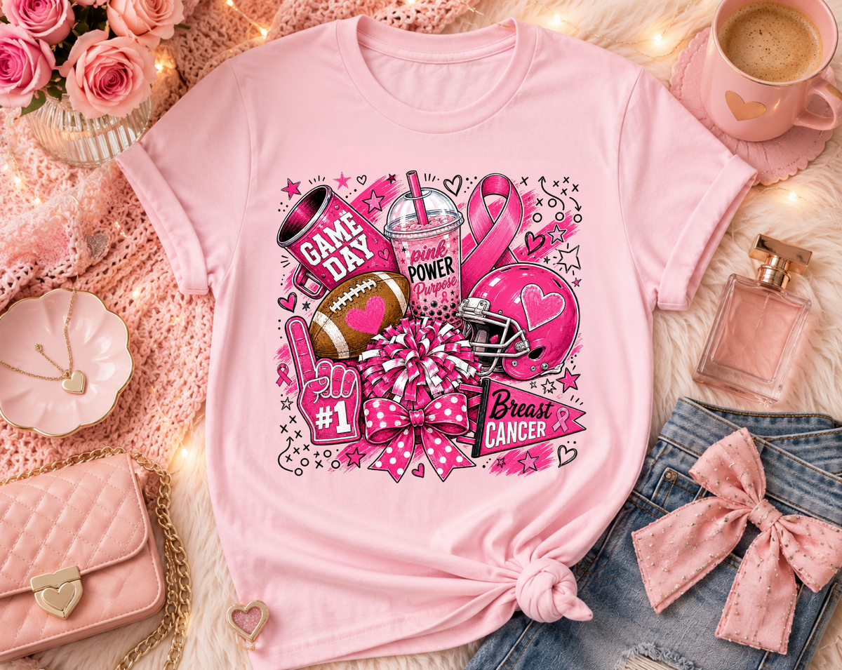 Football/Cheer Breast Cancer T-Shirt