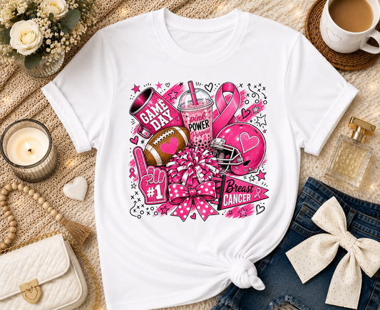 Football/Cheer Breast Cancer T-Shirt