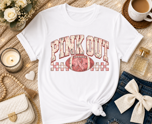 Pink Out Football Breast Cancer T-Shirt