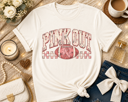 Pink Out Football Breast Cancer T-Shirt