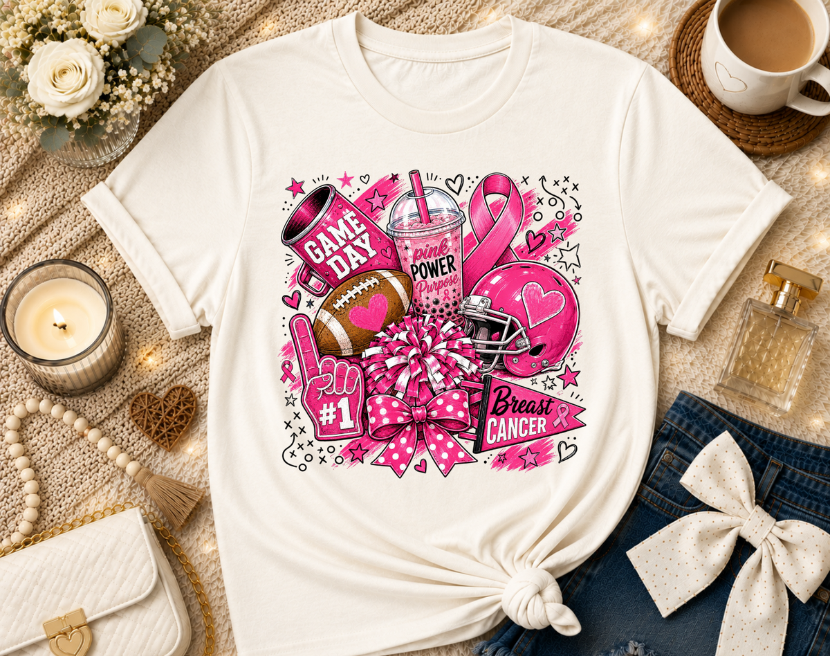 Football/Cheer Breast Cancer T-Shirt