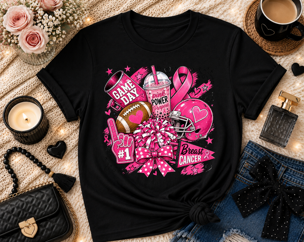 Football/Cheer Breast Cancer T-Shirt