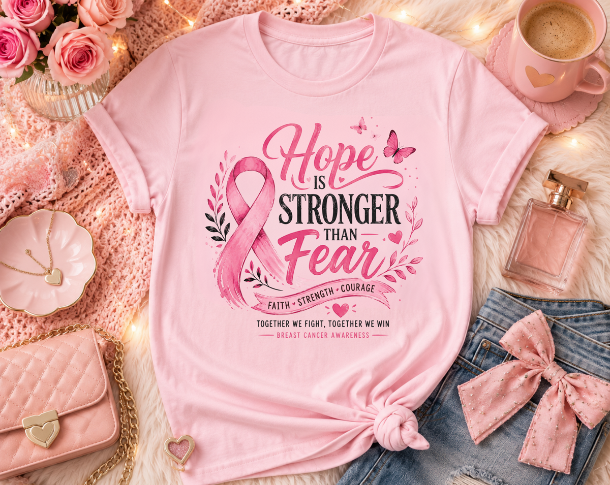 Hope Is Stronger Than Fear Breast Cancer T-Shirt