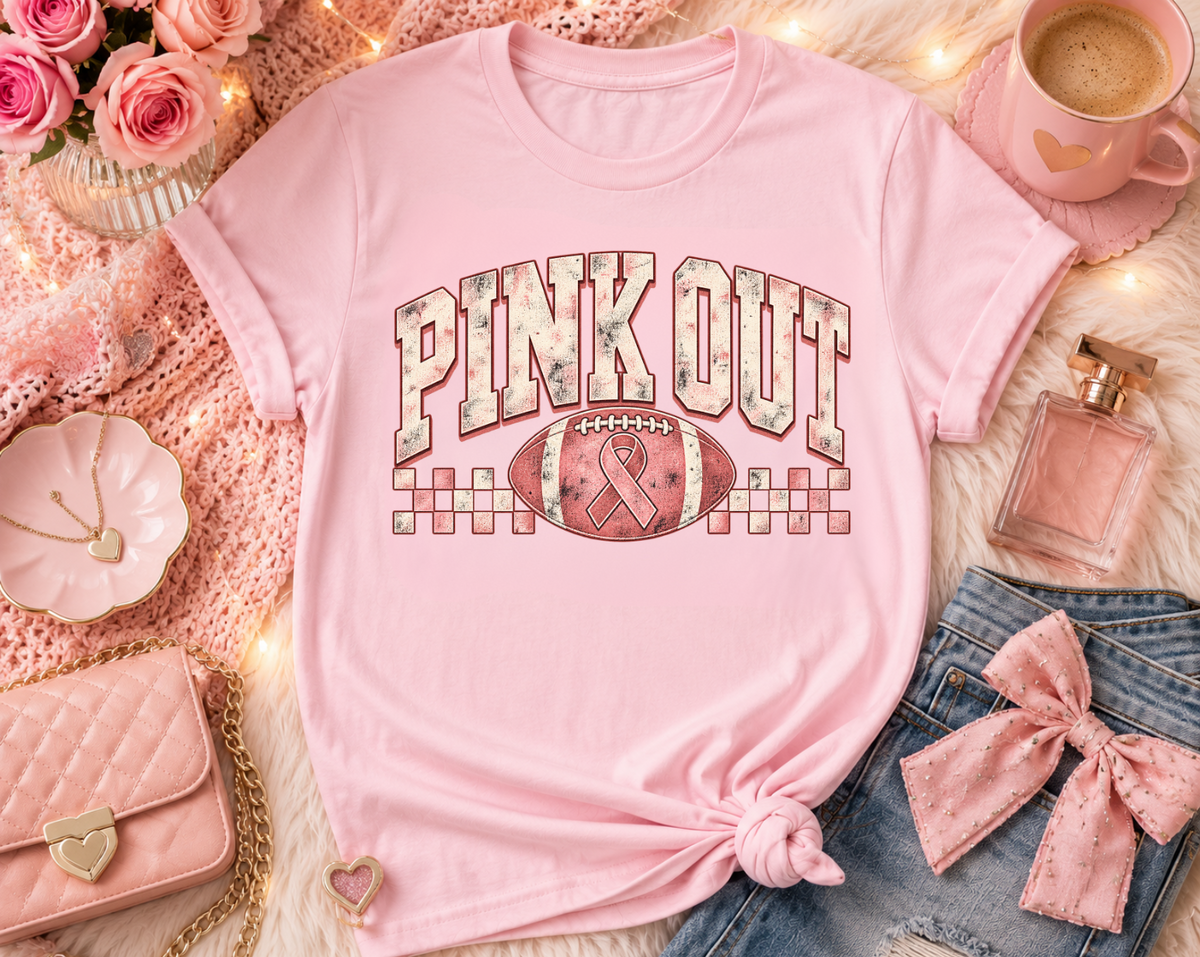 Pink Out Football Breast Cancer T-Shirt