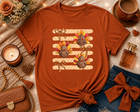 Preppy Turkey Trio Thanksgiving T-Shirt