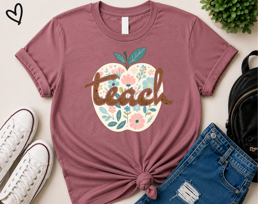 Floral Apple Teacher